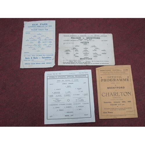 1323 - Reading v. Arsenal 1944-5 Single Sheet Programme for The League Cup Game, dated February 3rd, 1945; ... 