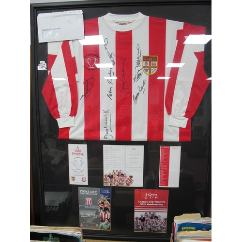 1327 - Stoke City Score Replica Shirt Commemorating Their 1972 League Cup Final Win, bearing black pen sign... 