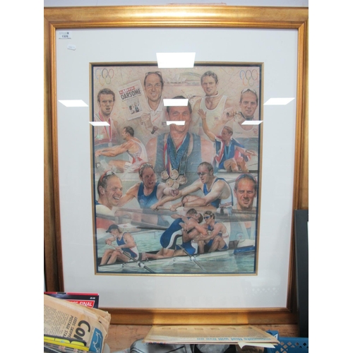 1329 - Stephen Doig (Oxfordshire Artist Born 1964, Steve Redgrave, a montage of him in competition and cele... 