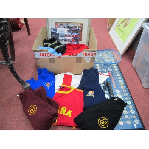 1333 - Sporting clothing including Bury F.C. and referees jumpers, esso badges, etc.