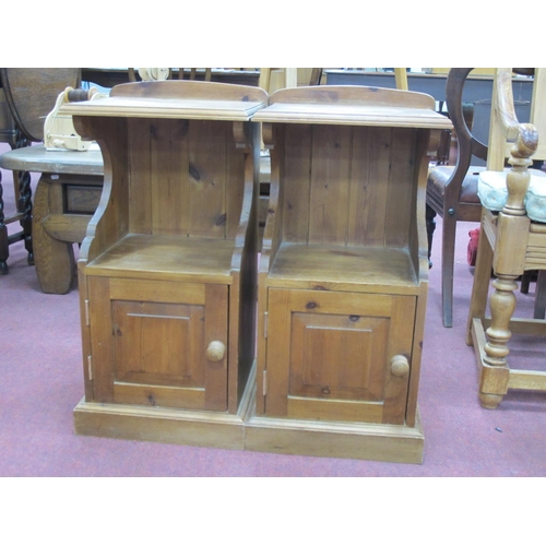 1501 - Pair of pine bedside cupboards with low backs 36cm w.