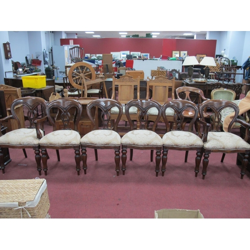 1509 - Set of six XIX Century style dining chairs, comprising two armchairs, four singles, each with balloo... 