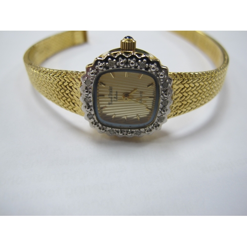 149 - Marcel Drucker; A Modern Diamond Set Ladies Wristwatch, the signed cushion shape dial within diamond... 