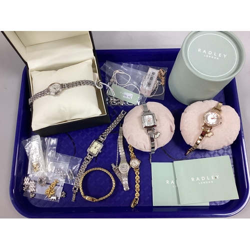 14 - Modern Ladies Wristwatches, including Radley, Rotary, Sekonda, Seiko, some boxed, etc :- One Tray