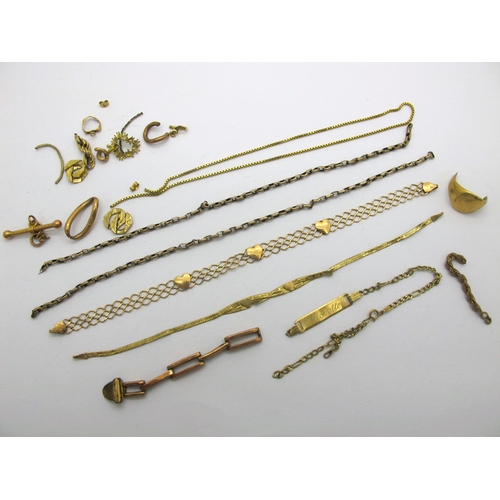 168 - Scrap Gold - Including Chains, 9ct rose gold and other links, dainty ID bracelet (incomplete), part ... 