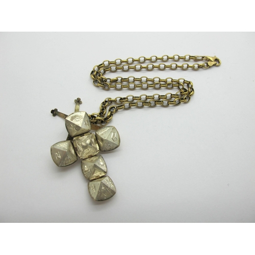 196 - A Masonic Ball Cross Pendant, stamped 