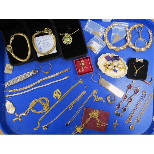 42 - A Collection of Gilt Coloured Jewellery, to include expandable bracelet with Leopard head design, te... 