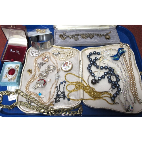 97 - Assorted Costume Jewellery, including pair of modern single stone earstuds stamped 