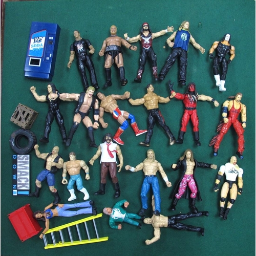 322 - A Quantity of Wrestling Figures and Accessories, playworn.