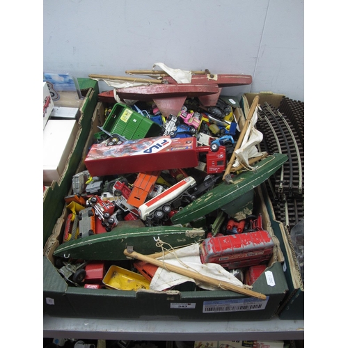 343 - A Quantity of Predominantly Playworn Diecast Model Vehicles by Dinky Toys, Corgi, Matchbox, Britains... 