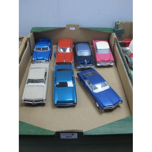 347 - Seven Plastic, White Metal Model Cars, approximately 1:24th in scale, all with an American Theme, sm... 