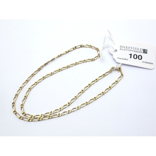 100 - A Flat Link Figaro Chain, stamped 