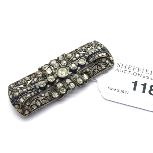 118 - A c.Early XX Century Diamond Set Panel Brooch, set throughout with graduated old cut, rose cut and d... 