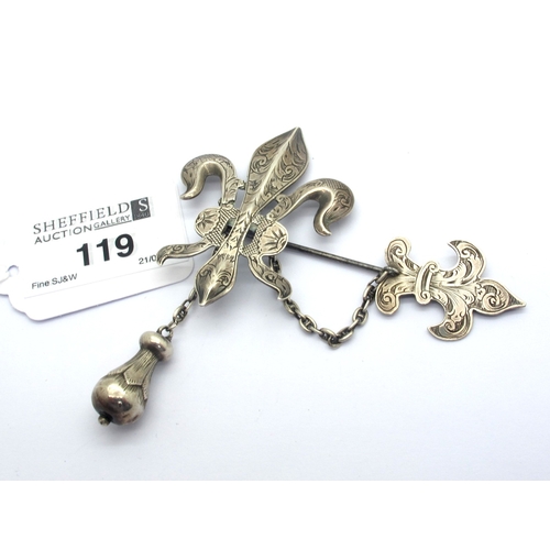 119 - A Victorian Hallmarked Silver Shawl Brooch, Hilliard & Thomason, Birmingham 1847, stamped 