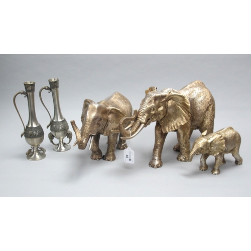 65 - A Matched Set of Three Modern Hallmarked Silver Filled Model Elephants, Carrs of Sheffield, Sheffiel... 