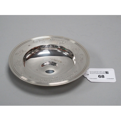 68 - A Hallmarked Silver 'Armada' Dish, RC, London 1968, of plain circular form bearing feature hallmarks... 