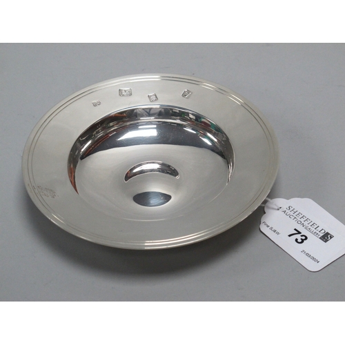 73 - A Hallmarked Silver 'Armada' Dish, RC, London 1962, of plain circular form bearing feature hallmarks... 