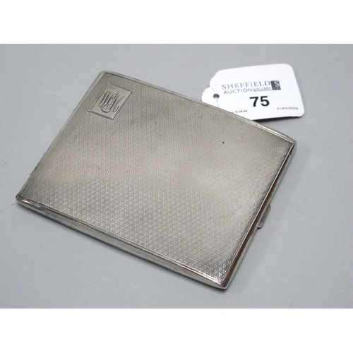 75 - A Hallmarked Silver Cigarette Case, CBros, Birmingham 1932, of rectangular form, allover engine turn... 