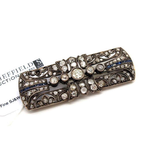 118 - A c.Early XX Century Diamond Set Panel Brooch, set throughout with graduated old cut, rose cut and d... 