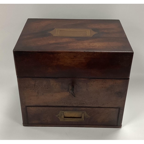 1268 - A Mid XIX Century Apothecary Cabinet, the mahogany box with hinged lid and drawer containing glass b... 