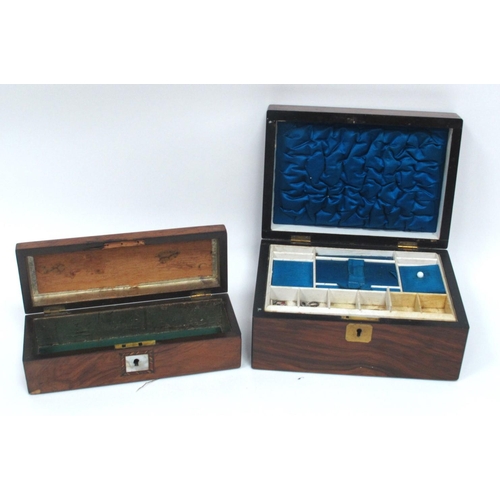 1269 - A Mid XIX Century Rosewood Sewing Box, the lid with brass plaque, the interior with lift-out compart... 