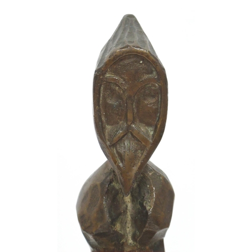 1279 - A Mid XX Century Heavy Bronze Figure of a Monk, in traditional cowl, unsigned, 37cm high.