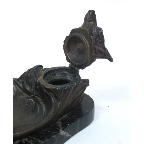 1295 - After Antoine Bofill (French, 1875-1921); A Bronze Inkstand, cast as Little Red Riding Hood carrying... 