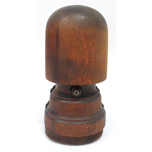 1298 - A Late XIX Century Wooden Hat Stretcher, with metal turning handle and measurement plate, 33cm high.