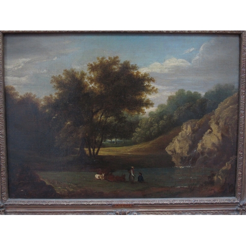 1174 - R. COPE (Late XIX Century) 
Figures and Cattle by a Pond, oil on board, signed lower right, 
24 x 34... 