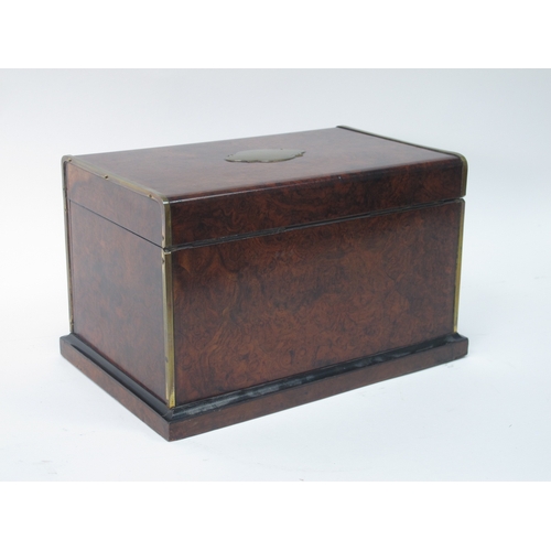 1283 - A Burr Elm Late XIX Century Cigar Cabinet, with hinged lid and front, enclosing a drawer and four tr... 