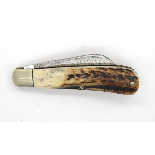 1319 - A Stan Shaw Two-Blade Folding Pocket Knife, no workback, stag scales. stamped 