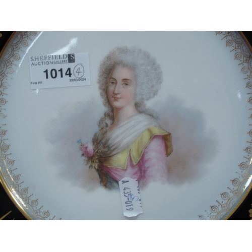 1014 - An Early XX Century Porcelain Plate, the centre with a portrait of Mme Elisabeth within a dark blue ... 