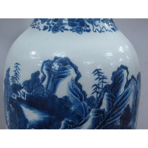 1154 - A Chinese XIX Century Porcelain Vase, of extended ovoid form, painted in blue with figures in a rive... 