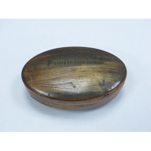 1322 - An Early- Mid XIX Century Walnut Snuff Box, of rectangular form, the hinged lid carved with figures ... 