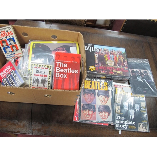 1042 - The Beatles - Jigsaw 'The Beatles Box', vhs tapes Mojo, Lennon, Hello and other publications relatin... 