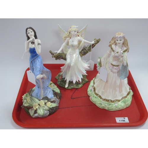 1198 - Coalport Shakespearian Classical Heroines Figurines - 'Ophelia' 23.5cm high, 'Titania' and 'Ariel'. ... 