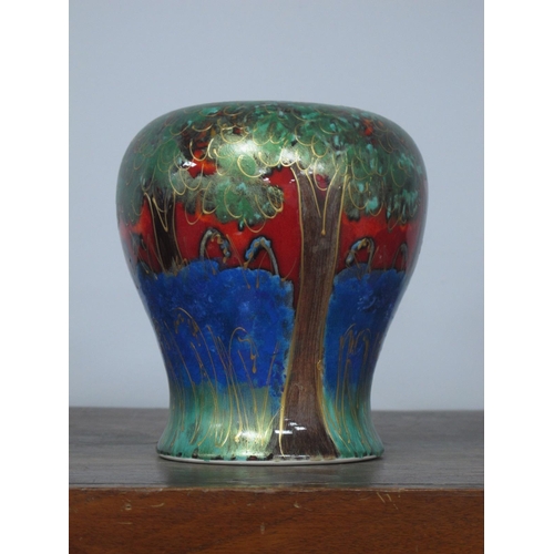 1262 - Anita Harris 'Bluebell Wood' Bulbous Vase, gold signed, 19cm high.