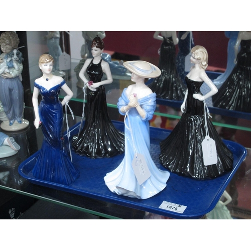 1275 - Coalport Ladies of Fashion Figurines - 'Margaret', 20cm high, 'Jeanette', 'Hilary' and 'Stunning in ... 