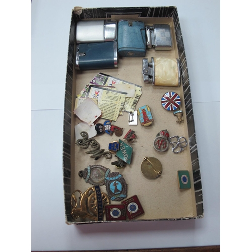 1317 - Enamelled Badges, Butlins Skegness 1949, Inspector Railways cap badge, lighters etc.