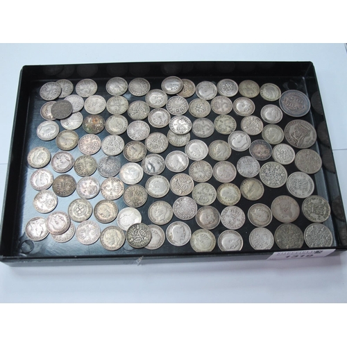 1319 - Coinage - Silver threepences, approximately 85. 1887 and 1933 shillings. Seven sixpences.