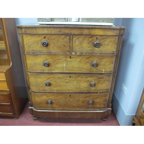 1618 - XIX Century Mahogany Chest of Drawers, with two short drawers, three long drawers, on turned feet 10... 