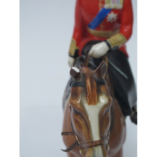 1114 - Beswick Figures, with faults including Queen Elizabeth II, mounted on imperial, 868 red jacket Hunts... 