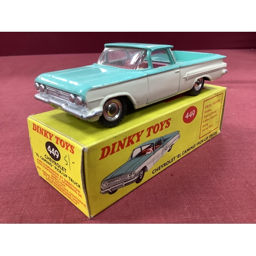 650 - Dinky Toy No 449 Chevrolet 'EL Camino' Pick Up Truck, overall very good, excellent, boxed, slight st... 