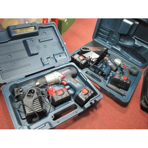 1070 - Bosch Re-Chargable Drill AL 15 FC W 498 Cased, together with one other Bosch drill GSB 14, 4VE-2 (so... 