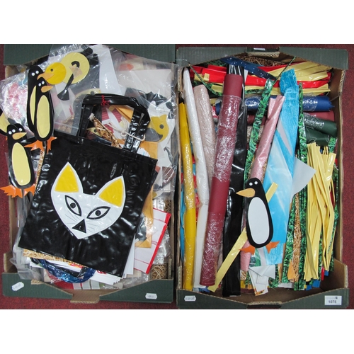 1083 - Handmade Shopping Bags, of a cat, ladyhird. Handicraft patterns, materials, etc:- Two Boxes.