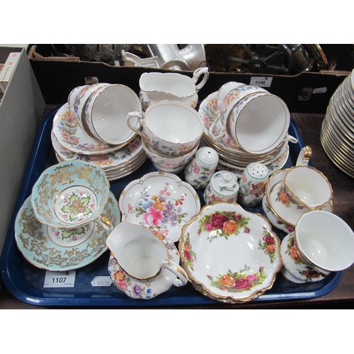 1107 - Paragon 'Country Lane' Teaware, of twenty pieces, Albert 'Old Country Roses', Derby, Spode, etc:- On... 