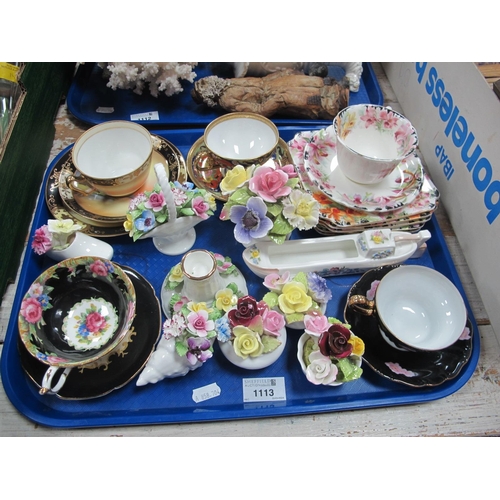 1113 - Noritake, Paragon and Doulton Cabinet China, floral posies:- One Tray.