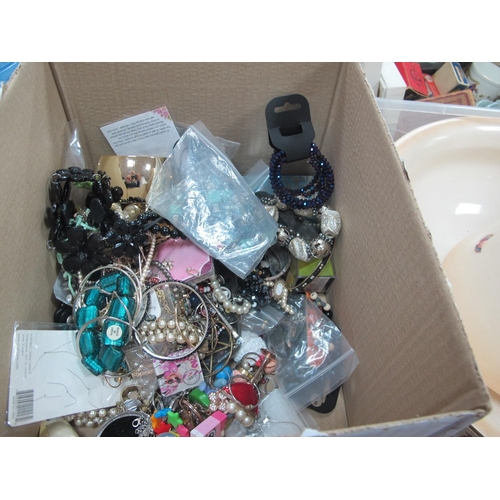 1120 - Bangles, necklaces, brooches and other costume jewellery, some in original packaging:- One Box