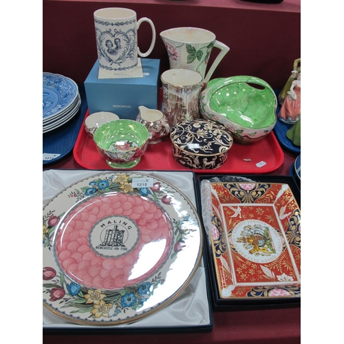 1218 - Maling Lustre Ceramics, Wedgwood 'Snowdon' Mug, 'Cornucopia' powder bowl:- One Tray, boxed Worcester... 