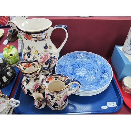 1219 - Four Mason's 'Mandalay' Jugs - pitcher to miniature hydra and six various Spode Blue Room plates:- O... 